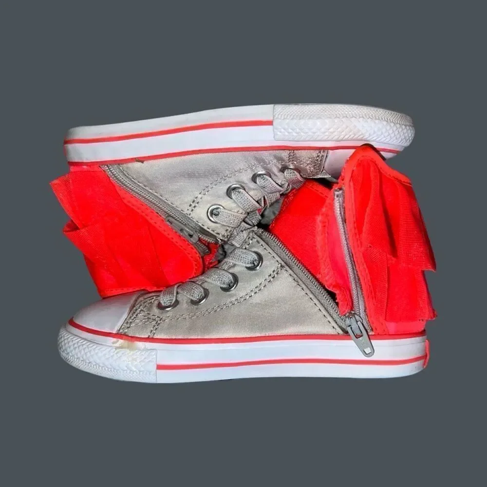 Toddler Converse Chuck Taylor All Star Block Party Pure Silver/Hot-Punch Size 9